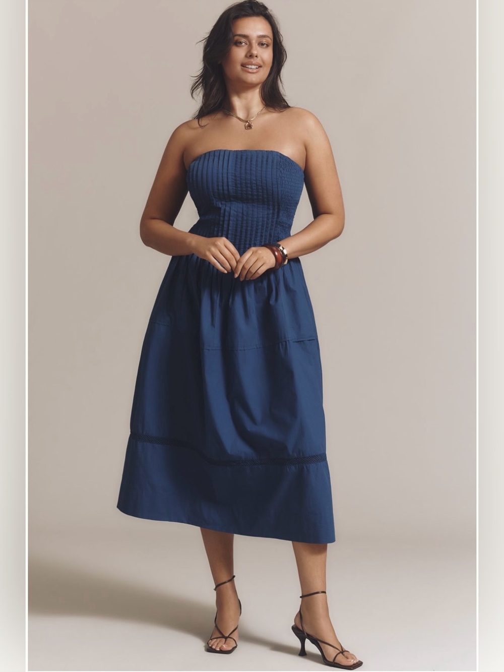 Anthropologie Cotton Poplin Strapless Midi Dress - Small - Picture 4 of 11